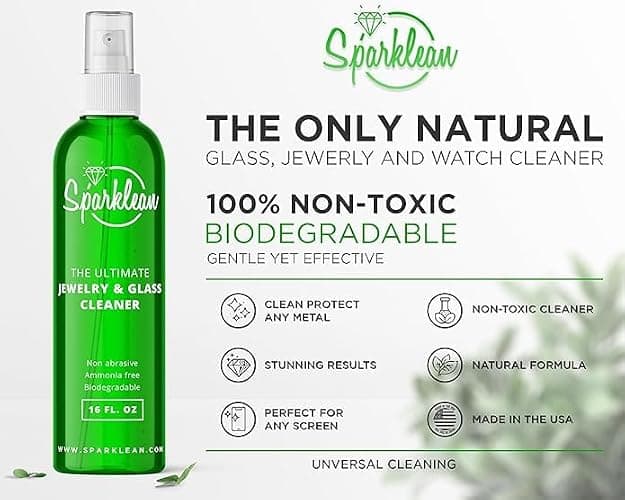 SPARKLEAN Jewelry & Glass Cleaner Spray (2 Oz) - Biodegradable, Ammonia-Free Solution for Gold, Silver & Diamond Rings - Safe for All Metals & Gemstones - Eco-Friendly - Travel Size thumbnail 3