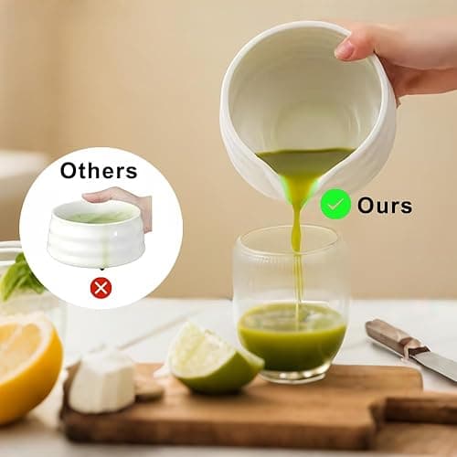 White Matcha Bowl with Spout - Ceramic Chawan Matcha Bowl for Whisking Matcha -Traditional Japanese Macha Bowl Handmade thumbnail 4