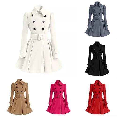 Fashionable Women's Long Sleeve Trench Coat with Stand Collar Ideal Winter Outerwear (S Red) thumbnail 8