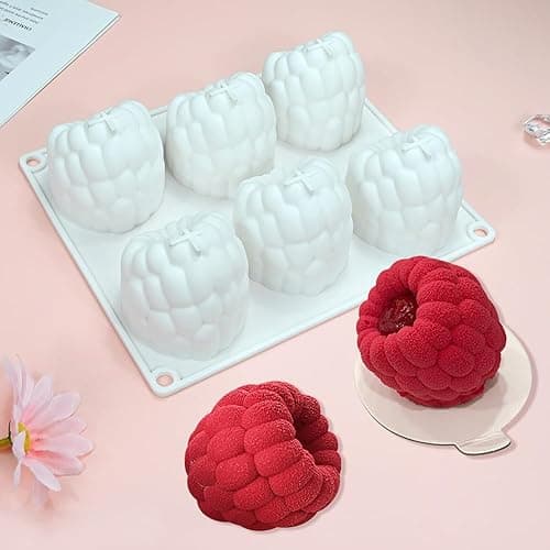 6-Loch Himbeeren Mousse Kuchenform Silikon Backform Schokoladenform Früchte Silikonform Backen Pralinenform Silikonbackform Bonbon Dessert Puddingform Silicone Mold Kuchenformen Silikonformen Backen thumbnail 8