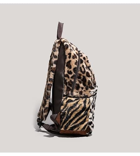 HOKMAH Fashion Backpack y2k Purse Backpack, Cute Fuzzy Daypack Grunge Alt Emo Shoulder Bag Cheetah Chic Coquette Harajuku Bag (leopard print) thumbnail 7