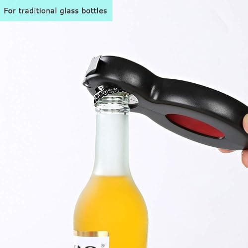 Otstar 6 in 1 Multi Opener, All in One Bottle Opener, Can, Soda, and Jar Openers, Twist Off Lid – Open Sesame Can Opener for Seniors and Arthritic Hands (Black and Red) thumbnail 5