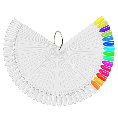 JASSINS 150 Pcs Nail Swatch Sticks with Ring and Number posted, Clear Fan-shaped Nail Art Polish Practice Display Tips Nail Sample Sticks, Nail Practice Color Display Polish Board thumbnail 2
