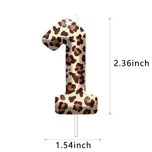 Leopard Birthday Candles, Number 1 Candle Birthday Cake Decoration for Boys Girls, Cake Topper for Cheetah Print Theme Party Supplies (Number 1) thumbnail 2