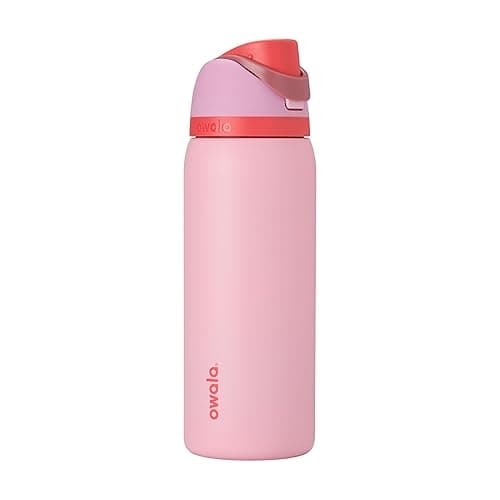 Owala FreeSip Insulated Stainless Steel Water Bottle with Straw for Sports and Travel, BPA-Free Sports Water Bottle, 32 oz, Pink, Angel Food Cake - Image 1