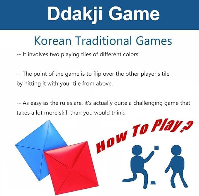 Korean Games for Kids & Families – 5-in-1 Set: Gonggi, Ddakji, Paengi, Jegi Kick & Biseokchigi – Fun Hand-Eye Coordination Training – Squid Game Pentathlon Play Set thumbnail 6