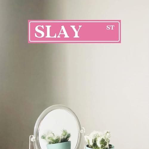 Slay St Tin Sign Preppy Room Decor Funny Pink Poster Street Sign Pink Room Decor For Teen Girls Aesthetic Coquette Street Signs For Bedroom Y2k Wall Art Cool Girl Aesthetic Stuff 4x16 Inch thumbnail 5