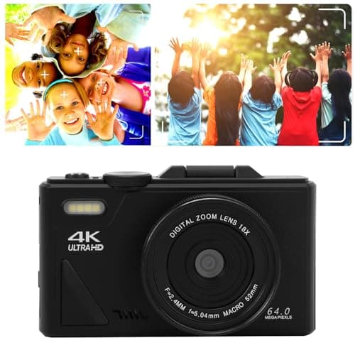 Yunir 4K Digital Camera 64MP UHD 18X Zoom Autofocus Retro Compact Digital Camera with 3 Inch Flip Screen for Travel Photography thumbnail 5