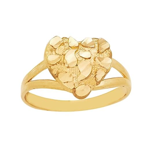 10k Gold Solid Nugget Ring Gold Heart Ring thumbnail 2