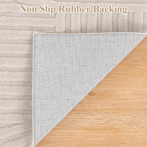 Pauwer 5x7 Washable Area Rugs for Living Room Modern Beige Solid Color Soft Fluffy Rugs for Bedroom Non Slip Boho Accent Indoor Mat Floor Carpet Cover for Kids Room Dining Room Kitchen Office thumbnail 4