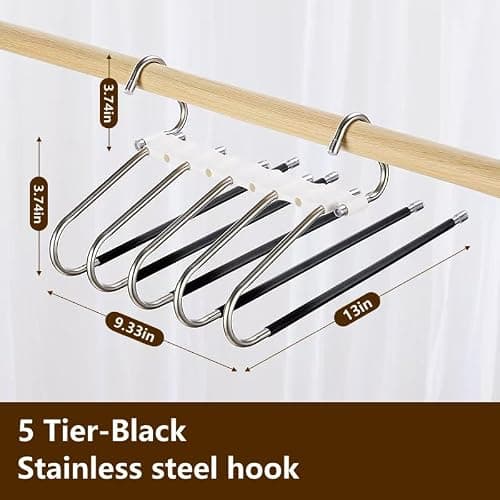 4packs Pants Hangers Space Saving Metal Closet Organizer,Clothes Pant Jean Hangers,Anti-Slip Design,Closet Organizers and Storage for Skirts Scarf Legging thumbnail 2