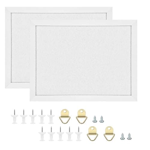 TORASO Cork Board Bulletin Board, Cork Boards for Walls with Pins, Eye Bolts, gaskets, Screws, Pin Board for Office, School and Home (White, 11“x14.5” - 2p) - Image 1
