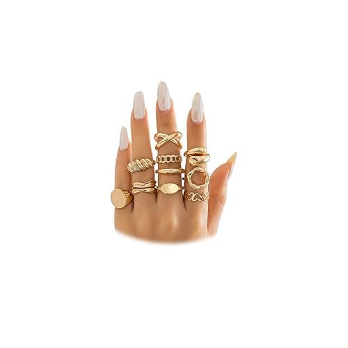 FUTIMELY 14K Gold Stackable Knuckle Rings Set for Women Teen Girls,Aesthetic Silver 10Pcs Trendy Dainty Open Midi Rings Set,Midi Finger Rings Pack Jewelry Gifts - Image 1