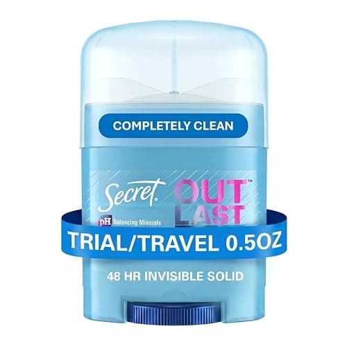 Secret Outlast Antiperspirant Deodorant for Women, 72hr Sweat & Odor Protection, PH Balancing Minerals, Invisible Solid, Completely Clean Scent, Travel Size, 0.5 oz - Image 1
