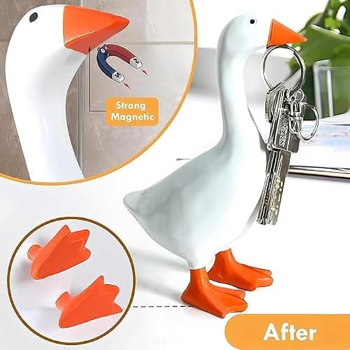 Desk Goose 7 Inches Desktop Goose Statue with Magnetic Beak, Funny Office Decor & Cute Home Desk Decoration Valentine's Day Gift for Women thumbnail 5