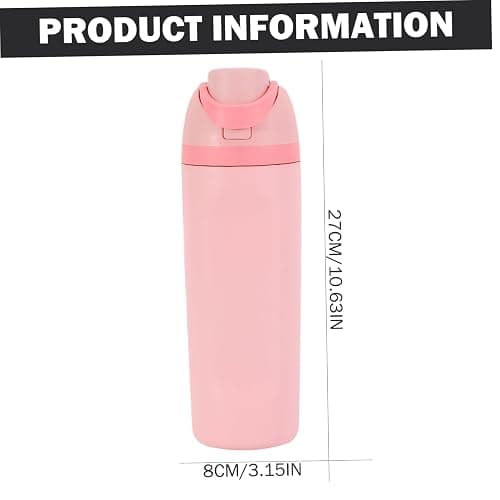 Water Bottle Insulated, 24oz Stainless Steel Water Bottles with Straw & Handle, Portable Vacuum Cup for Home, Gym, School, Office (Pink) thumbnail 6