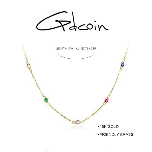 GDCOIN Dainty Chain Choker Necklace 18K Gold Plated Colorfull Link Chokers for Women Multicolor Necklaces Jewelry thumbnail 6