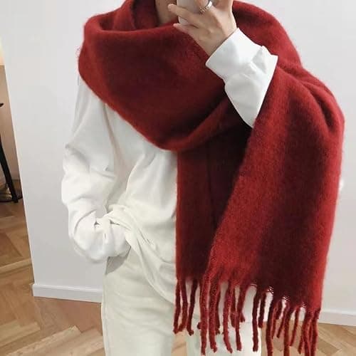 MININAI Women Chunky Scarf, Soft Warm Winter Scarf for Cold Weather, Christmas Blanket Scarves Pashmina Shawl Wrap thumbnail 4