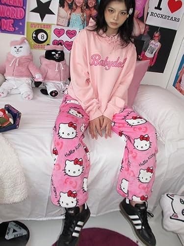 Generico 𝐇𝐞𝐥𝐥𝐨 𝐊ἰ𝐭𝐭𝐲 Pigiama da Donna Pantaloni di Flanella Morbido Kawaii Anime Comodo Pantaloni del Pigiama Invernale Pigiama Warm Pantaloni del Pigiama Divertenti Abbigliamento da Casa thumbnail 5