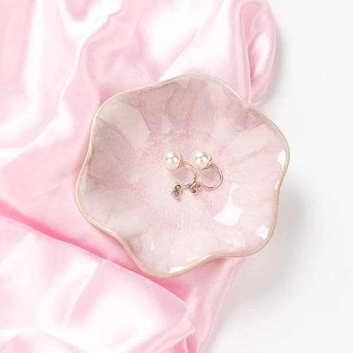 Ceramic jewelry dish, jewelry tray key tray,small ring dish holder Jewelry Plate trinket tray catchall tray nightstand decor for table room decor (Pink, 4.3 Inches) thumbnail 3