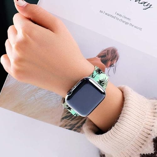 BACDOILQ Summer Watch Band Tropical Palm Tree Sea Turtle Smartwatch Bands Wristband Compatible with Watch 38mm 40mm 41mm Soft Silicone Strap Replacement for Series 8/7/6/5/4/3/2/1/SE thumbnail 2