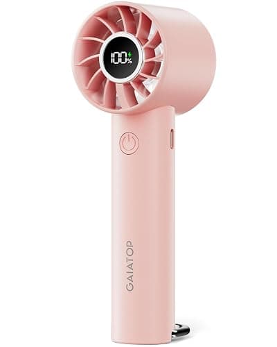 Gaiatop Portable Mini Fan, 3 Speed Handheld Fans with Power Display Flashlight, USB Rechargeable Battery, Lightweight Personal Cooling for Women Men Indoor Outdoor Travel Pink - Image 1