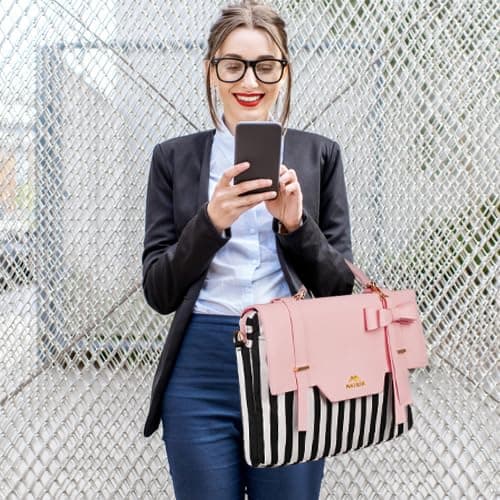 MATEIN Laptop Bag for Women, 17 inch Cute Computer Briefcase Laptop Carrying Case, Lightweight Messenger Sleeves Shoulder Work Tote Bag with Bow & RFID Pocket Gifts for College Office Business, Pink thumbnail 9