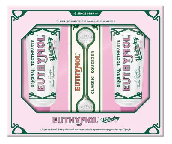 EUTHYMOL Whitening Toothpaste Set (Gift Set, 3.7fl oz*2, Sqeezer Set) - Stain Removal in 2 Weeks, Long-Lasting Freshness for Sensitive Gum & Teeth. Bad Breath, Cavity Prevention - Image 1