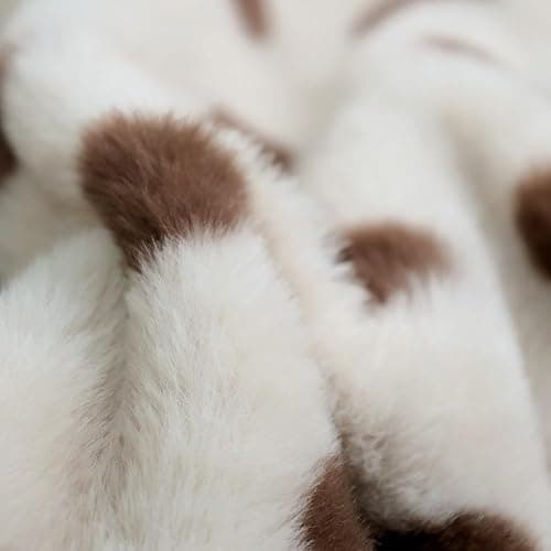 Soft Plush Throw Blanket with Polka Dots, Luxury Faux Fur,Doule Side, Multiple Colors Available,Gift for Women (Khaki and Brown, Twin(63" x 79")) thumbnail 7