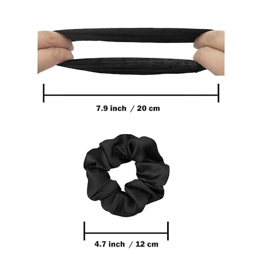 IVARYSS Scrunchies for Hair Sleep, Premium Satin Soft Than Silk for Women Curly Hair, Cute Bands Ties for Girls Thin | Thick Hair Styling, 12 Pack, Black thumbnail 6