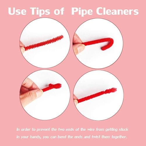 100 Pieces Pipe Cleaners Chenille Stem, Solid Color Pipe Cleaners Set for Pipe Cleaners DIY Arts Crafts Decorations, Chenille Stems Pipe Cleaners (Red) thumbnail 4