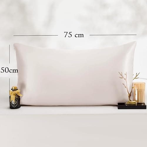 Vielit 2 Pack Satin Pillowcase for Hair and Skin Cooling,Soft as Silk Pillowcase for Hair and Skin,Easier Care than Silk Pillow Case Beige 50x75cm Gifts for Women Envelope & 2 Scrunchies thumbnail 2