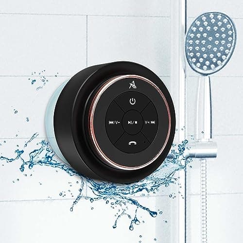 XLeader SoundAngel Mate, Upgraded, Pro Shower Speaker, Certified IPX7 Waterproof Bluetooth Speaker, with Suction Cup, Hook, Built-in Mic, Crystal Sound&Rich Bass, 12H Playtime, Ideal Gifts, Rose Gold - Image 1