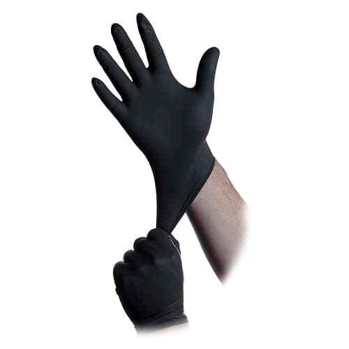 Atlantic Safety Products Black Lightning Exam Gloves, Disposable, Powder-Free Nitrile Gloves, Black, Medium, 100-Ct thumbnail 2