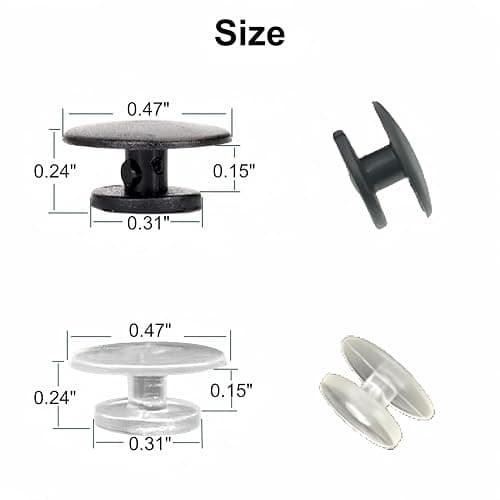JIANYI Buckle Plastic Buttons, 100PCS Round Buttons DIY Shoes Accessories for Kids, Wristband Charm Backs (Black & Transparent) thumbnail 3