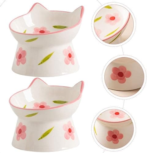Zerodeko Ceramic Elevated Cat Bowl with Tilted Design 4.5 Inch Raised Pet Feeding Dish for Comfortable Neck Positioning Non-Slip Base Suitable for Small Cats and Dogs thumbnail 2