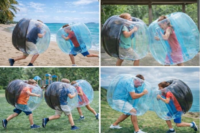 HearthSong Inflatable Bumper Balls for Kids, 2-Pack Wearable Bubble Bumpers, 47.5-Inch Outdoor Body Bouncers for Backyard Play, Parties, Tumbling and Active Family Fun thumbnail 6