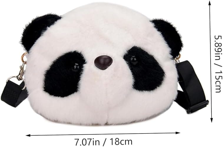 Kawaii Panda Head Plush Bag Crossbody Wallet Shoulder Bag Coin Pouch Accessories Money Bag for Students Teens Girls Boys (Panada) thumbnail 2