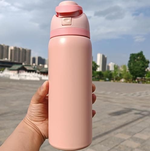 Besot 910ml Insulated Stainless Steel Water Bottle with Straw, Perfect for Outdoor Activities and Traveling, Food Grade Safe, BPA Free, Leak Proof Car Water Bottle... (Light Pink) thumbnail 5