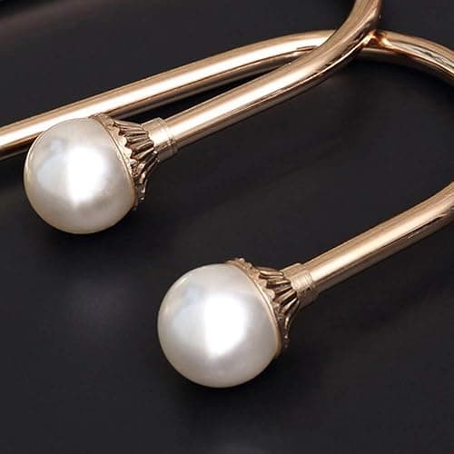 2 Pack Curtain Holdbacks Wall Mounted Curtain Tiebacks Hooks Plastic Pearl U Shape Curtain Tiebacks with Screws Curtain Ties for Home Office-Gold thumbnail 5
