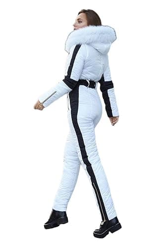 Yousify Womens Snow Suits Winter Ski Suit Onesie Outdoor Sports Waterproof Snowsuit Removable Faux Fur Collar Coat Jumpsuit thumbnail 2