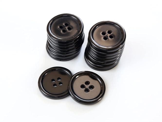GANSSIA 1 Inch (25mm) Black Resin Buttons Sewing Flatback Button for Garment DIY Craft Decoration Pack of 50PCS thumbnail 5