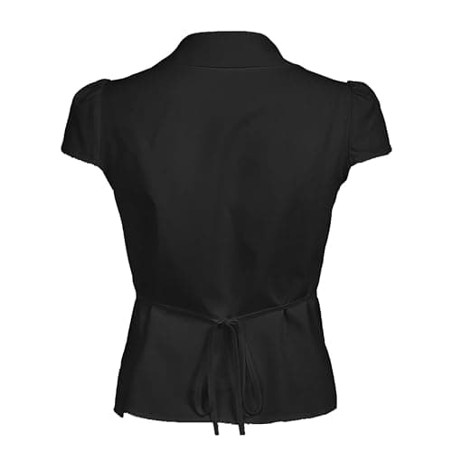 Women's Button Up Shirt Slim Fitted Cap Sleeve V Neck Top Y2k Coquette Button Down Shirt thumbnail 5