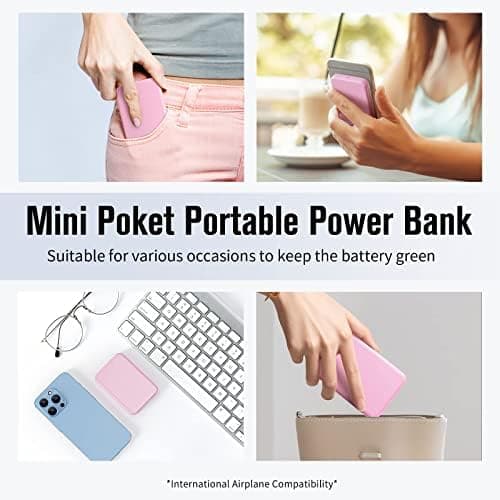 VANYUST S22 Portable Charger, Mini Colorful Power Bank, 5000mAh External Battery Pack Compatible with iPhone 15/14/13/12/11/X All Series and Android Phone, Pink thumbnail 3