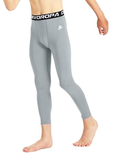 DEVOROPA Boys Leggings Youth Compression Pants Sports Tights Basketball Football Baseball Soccer Baselayer Slim/Regular/Husky thumbnail 2