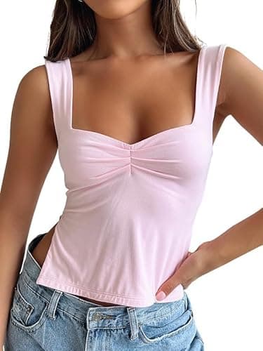 Trendy Queen Womens Going Out Crop Tops Backless Tank Tops Summer Y2k Teen Girls Basics Cute Clothes - X-Small - Pink thumbnail 2