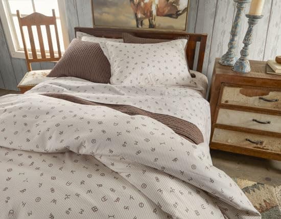 Rod's – Cattle Brands Ticking Stripe (Duvet Set) - Western – Beige and White - 3 Piece Queen Duvet Set - Duvet (90x94) - 2 Standard Shams (20x26) - Cotton thumbnail 5
