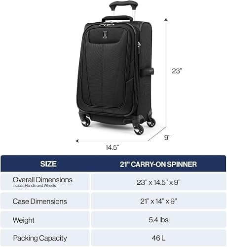 Travelpro Maxlite 5 Softside Expandable Luggage with 4 Spinner Wheels, Lightweight Suitcase, Men and Women, International, Forest Green, Carry-on 21-Inch thumbnail 8