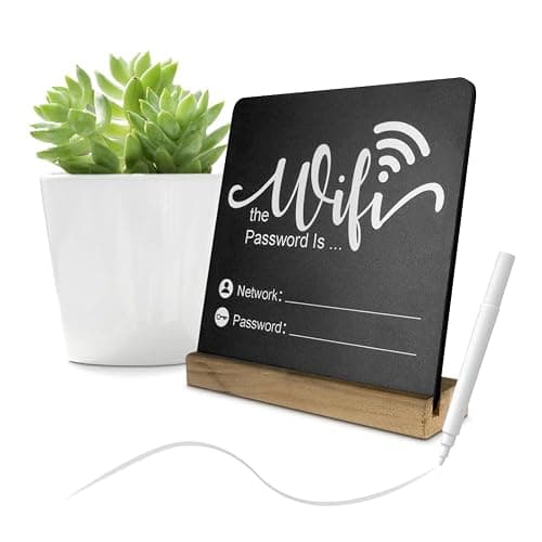 Fosinz WiFi Password Sign Wooden WiFi Sign Wireless Network Sign Table Chalkboard for Restaurant Supermarket Office Home Bar Coffee (6.1" HX5.9 W Black2) - Image 1
