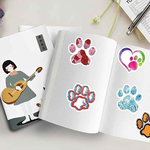 Cute Paw Print Stickers Pack, 50PCS Dog Paw Prints Vinyl Waterproof Stickers for Water Bottle Laptop Skateboard Phone Scrapbook, Kawaii Colorful Animal Pet Decals for Kids Teens Adults thumbnail 2